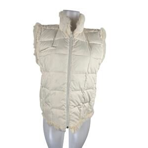 Montana Co Cream Reversible Down Feather Filled Pockets Women's Vest Jacket L
